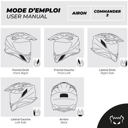 Fear The Yellow Bear Replica Airoh Commander 2 Reflecterende stickers - Zwart
