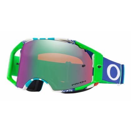 Gafas de motocross Oakley AIRBRAKE MX - RACE PINNED azul verde pantalla PRIZM iridium 2018