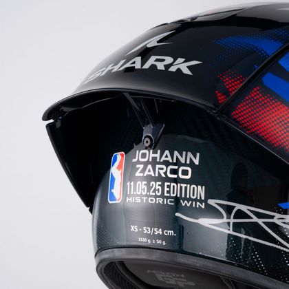 Shark AERON-GP FIM RACING #1 REPLICA ZARCO VICTORY 2025 Integraalhelm - Carbon / Blauw