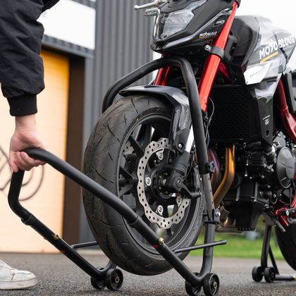 Béquille Motoblouz AVANT SOUS TE DE FOURCHE AJUSTABLE EN HAUTEUR ET REPLIABLE Universel - Noir