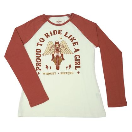 T-shirt manches longues Wildust RIDE LIKE A GIRL - Blanc / Rouge Ref : WILD0016 