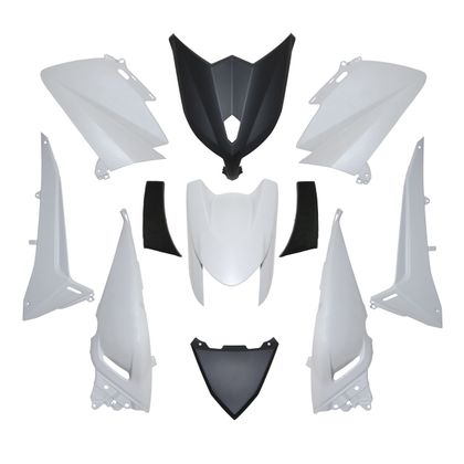 Kit carénage P2R blanc-noir brillant (11 pièces) maxi-scooter - Blanc