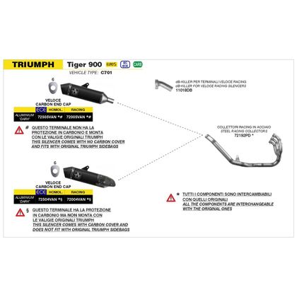 Arrow VELOCE ALU DARK Racing Geluiddemper - Grijs / Zwart