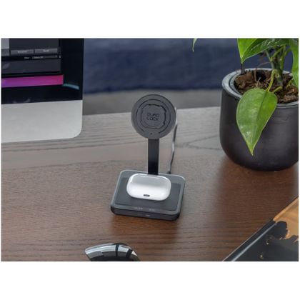 Support Smartphone Quad Lock Maison/Bureau - Double chargeur à induction MAG - Noir