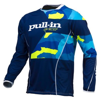 Maillot cross Pull-in FIGHTER  CAMO BLEU JAUNE FLUO  Ref : PUL0117 