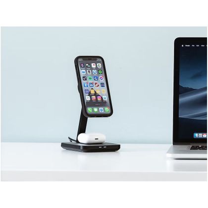 Support Smartphone Quad Lock Maison/Bureau - Double chargeur à induction MAG - Noir