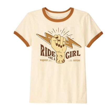 T-Shirt manches courtes Wildust RIDE LIKE A GIRL - Beige Ref : WILD0027 