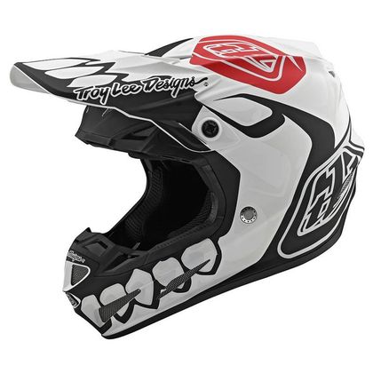 Casco de motocross TroyLee design SE4 POLYACRYLITE W/MIPS - SKULLY - WHITE MATT 2020 Ref : TRL0484 