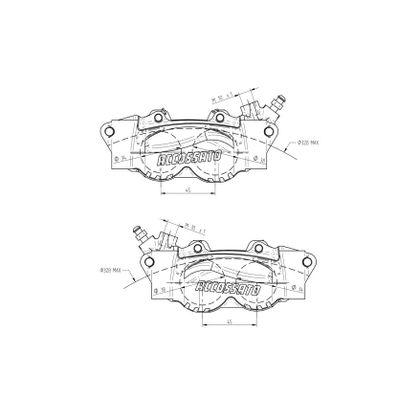 Etriers de frein Accossato radial CNC 108mm avec plaquettes frittées Universel - Noir