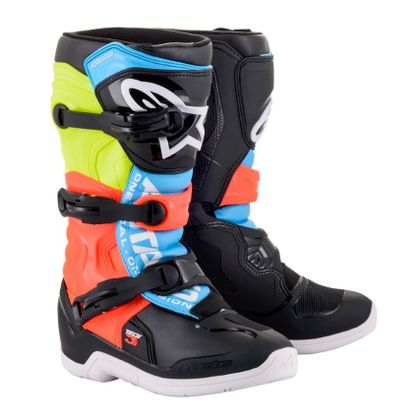 Bottes cross Alpinestars TECH 3S YOUTH - BLACK YELLOW FLUO RED FLUO Ref : AP12404 