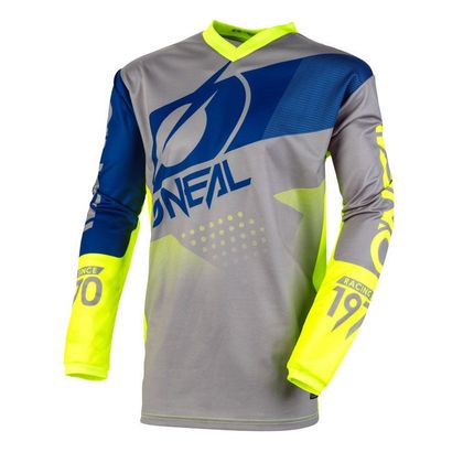 Camiseta de motocross O'Neal ELEMENT - FACTOR - GRAY BLUE NEON YELLOW 2023 Ref : OL1329 