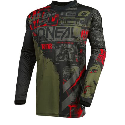 Camiseta de motocross O'Neal ELEMENT - RIDE - BLACK GREEN 2022 Ref : OL1551 