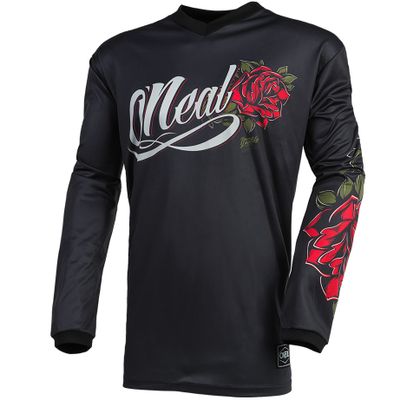 Camiseta de motocross O'Neal ROSES - BLACK RED 2023 - Negro / Rojo Ref : OL1572 