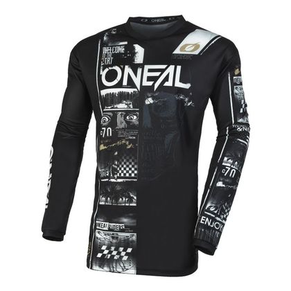 Camiseta de motocross O'Neal ELEMENT - ATTACK V 23 2023 - Negro / Blanco Ref : OL1898 