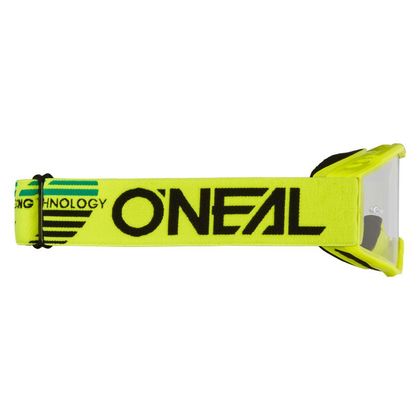 Masque cross O'Neal B-10 YOUTH - SOLID V24 - CLEAR - Noir / Jaune