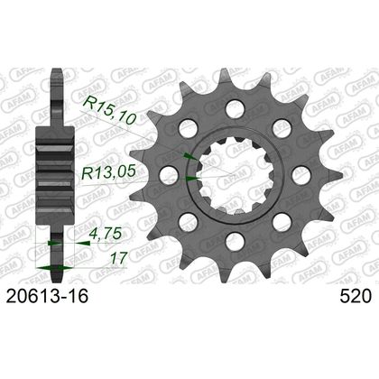 Kit chaine AFAM 525 Type Acier Premium avec pignon silencieux