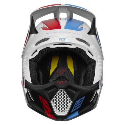 Casque cross Fox V3 RWT - LIMITED EDITION - WHITE RED BLUE 2018