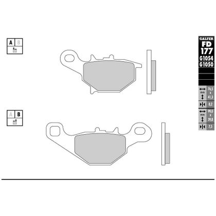 Pastiglie freni Galfer organica semi metal TT anteriore Ref : FD177G1054TT SUZUKI 125 DR-Z L - 2019 - 2021