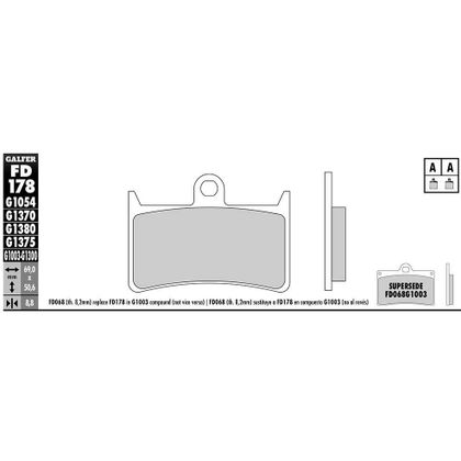 Galfer Sinter Avant Brake pads Ref : FD178G1380 
