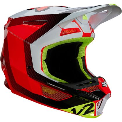 Casco de motocross Fox V2 VOKE - FLUO RED - GLOSSY 2021 Ref : FX2822 
