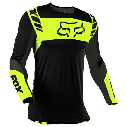 Camiseta de motocross Fox FLEXAIR - MACH ONE - BLACK YELLOW 2021