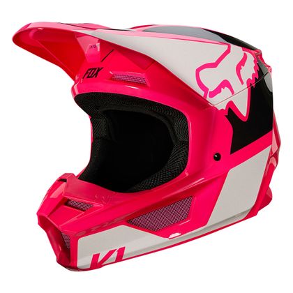 Fox YOUTH V1 - REVN - PINK GLOSSY Cross-Helm - Pinke / Schwarz