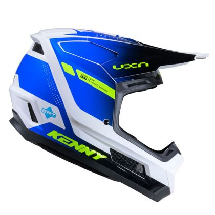 Kenny LEISTUNGSGRAFIK 2025 Cross-Helm - Weiß / Blau