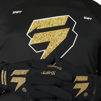Camiseta de motocross Shift WHITE LABEL FLAK BLACK / GOLD
