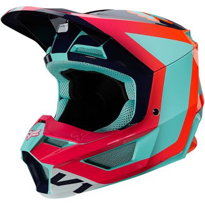 Fox YOUTH V1 - VOKE - AQUA GLOSSY Cross-Helm - Blau / Rot