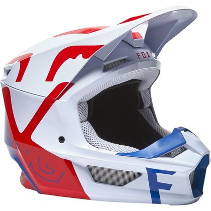 Casco de motocross Fox V1 SKEW - WHITE RED BLUE 2022