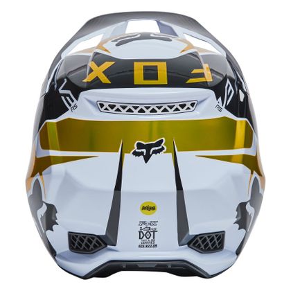 Casco de motocross Fox V3 RS MIRER - WHITE BLACK 2023 - Blanco / Negro