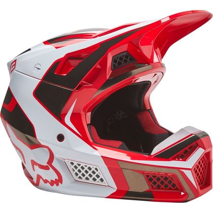 Casco de motocross Fox V3 RS MIRER - FLUO RED 2023 - Rojo / Blanco Ref : FX3209 