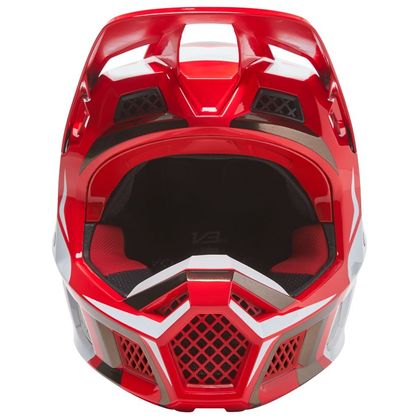 Casco de motocross Fox V3 RS MIRER - FLUO RED 2023 - Rojo / Blanco
