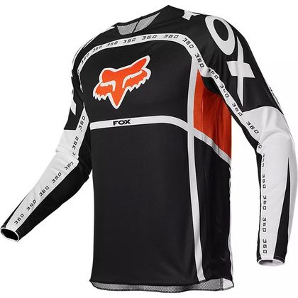 Camiseta de motocross Fox 360 DVIDE - BLACK WHITE ORANGE 2023