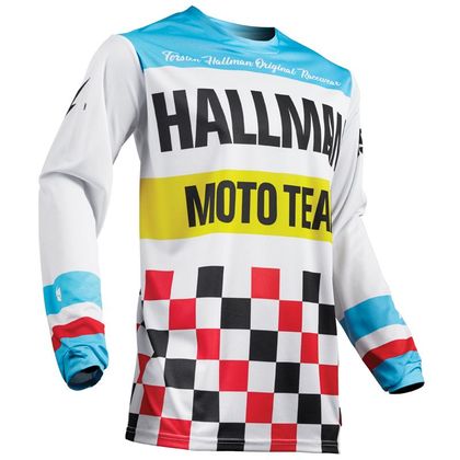 Camiseta de motocross Thor HALLMAN PULSE HEATER WHITE BLUE 2019 Ref : TO2214 