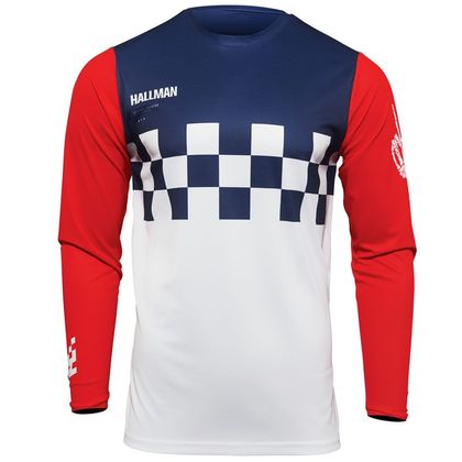 Camiseta de motocross Thor HALLMAN DIFFER CHEQ WHITE RED BLUE 2023 - Blanco Ref : TO2733 