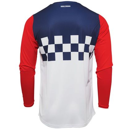 Camiseta de motocross Thor HALLMAN DIFFER CHEQ WHITE RED BLUE 2023 - Blanco