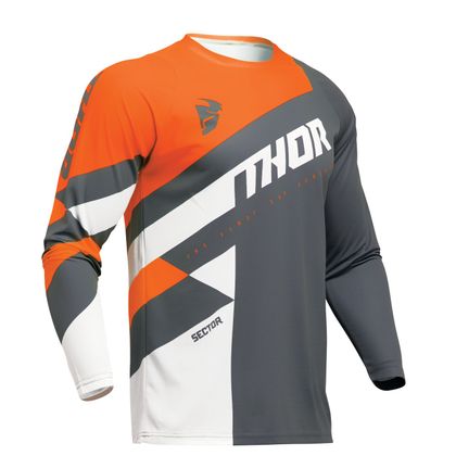 Camiseta de motocross Thor SECTOR CHECKER 2023 - Gris / Naranja Ref : TO2958 