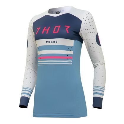 Camiseta de motocross Thor PRIME BLAZE WOMEN 2023 - Blanco / Azul Ref : TO2964 