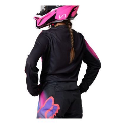 Camiseta de motocross Fox WOMENS 180 TOXSYK 2023 - Negro / Rosa