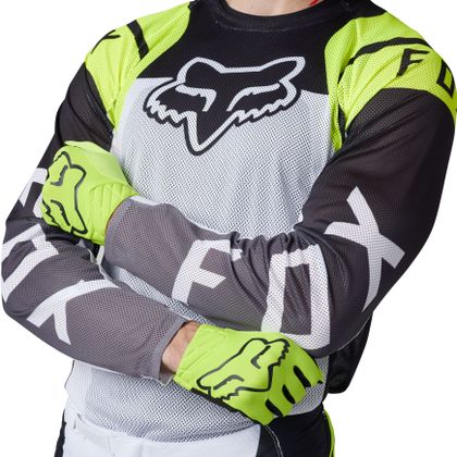 Camiseta de motocross Fox AIRLINE - SENSORY 2023 - Amarillo / Negro
