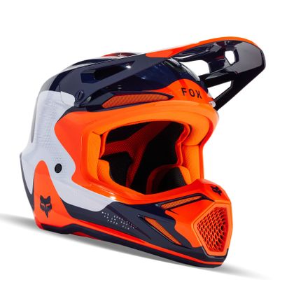 Casco de motocross Fox V3 - REVISE 2024 - Azul / Naranja Ref : FX4079-C25903 