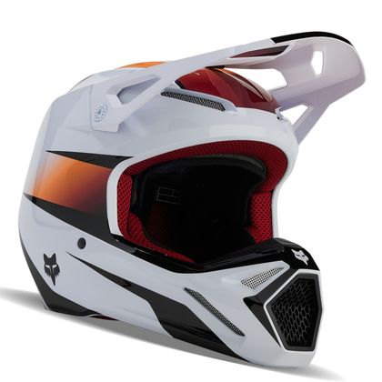 Casco de motocross Fox V1 - FLORA 2024 - Blanco / Negro Ref : FX4084-C796 