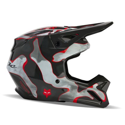 Casco de motocross Fox V1 - ATLAS 2024 - Gris / Rojo Ref : FX4086 
