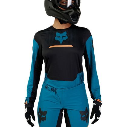 Camiseta de motocross Fox WOMEN'S FLEXAIR - OPTICAL 2023 - Azul / Negro Ref : FX4166 
