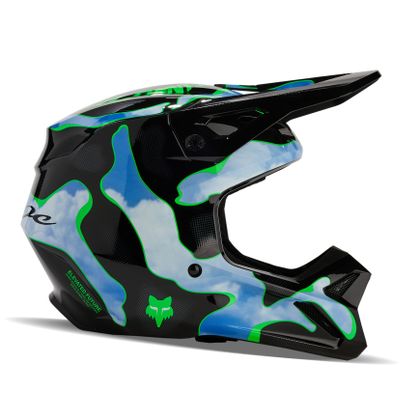 Casco de motocross Fox YOUTH V1 ATLAS - Negro / Verde Ref : FX4134 