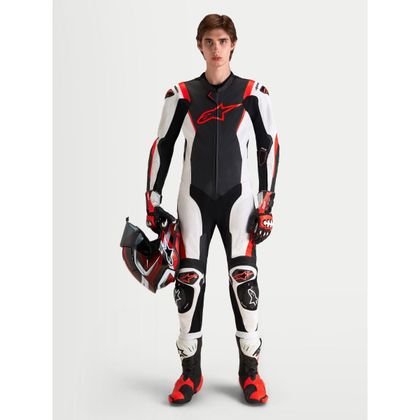 Combinație Alpinestars MISSILE V3 1 PIECE - TECH-AIR® COMPATIBIL - Alb / Roșu