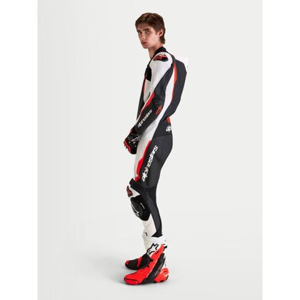 Combinație Alpinestars MISSILE V3 1 PIECE - TECH-AIR® COMPATIBIL - Alb / Roșu
