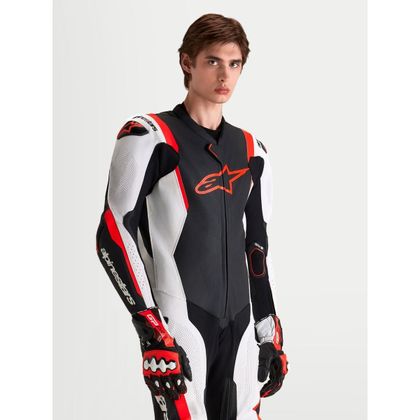 Combinație Alpinestars MISSILE V3 1 PIECE - TECH-AIR® COMPATIBIL - Alb / Roșu