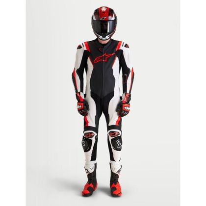 Combinație Alpinestars MISSILE V3 1 PIECE - TECH-AIR® COMPATIBIL - Alb / Roșu